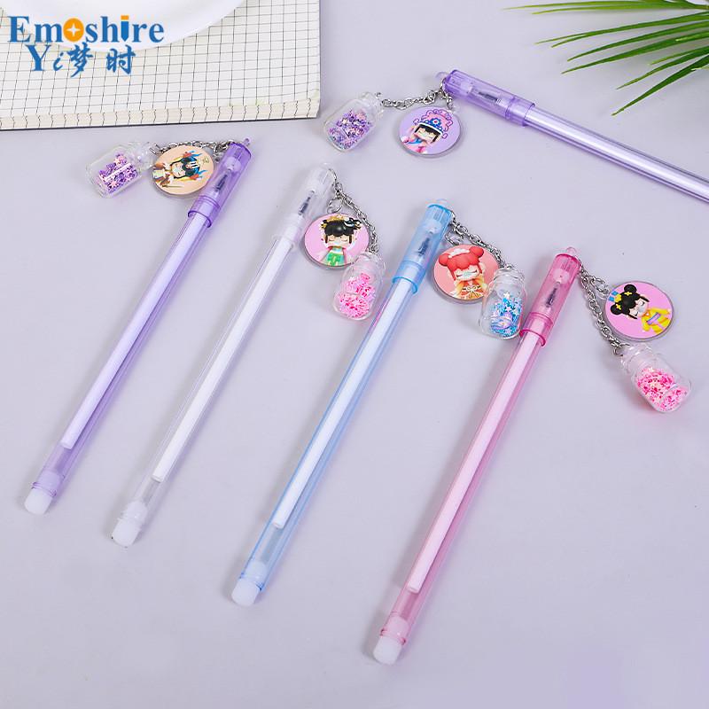

10PCS/Lots Small Fresh Ins Girl Pendant Gel Pen Creative Cartoon Plastic Student Exam Writing Signature P998 Ballpoint Pens, Blue;orange