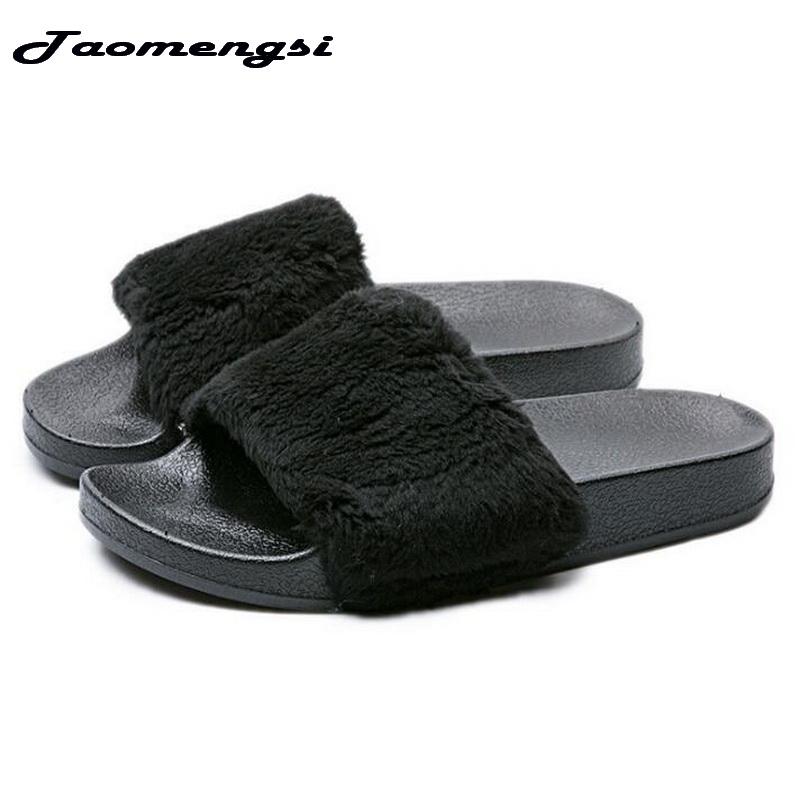 

Slippers Taomengsi Cotton Ms Plush Warm Couple Word Home Autumn And Winter Hair SIZE 36-40, Black