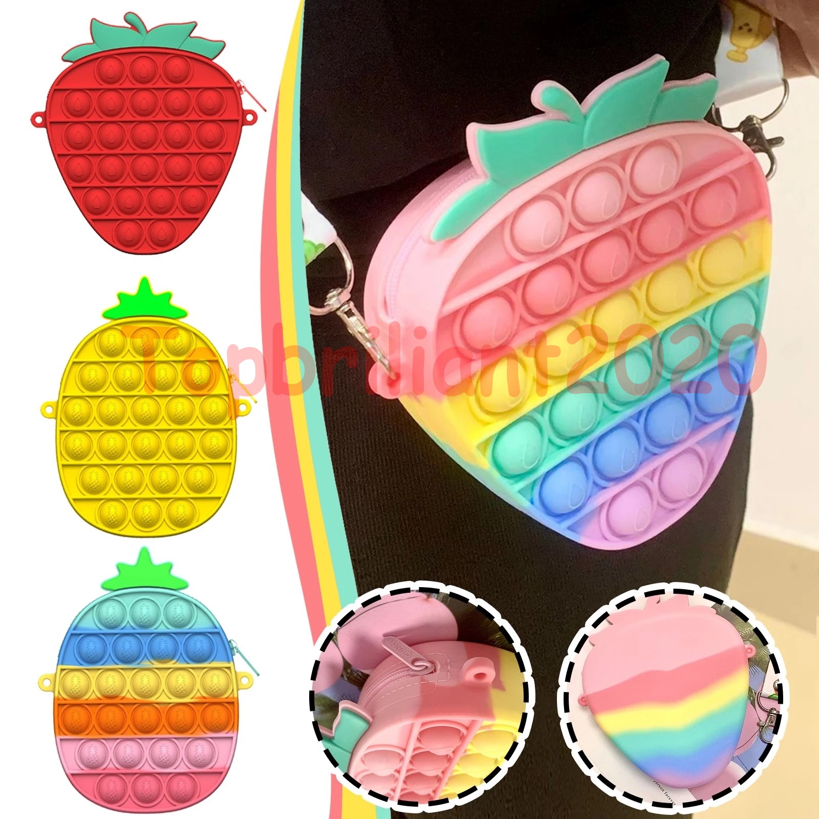 

Mini Money Wallet Fingertip Toys Party Favor Gifts Push Bubble Pendant Bag Pencil Case Coin Purse Adult Fidget Anti Stress Keychain