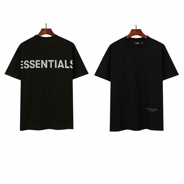 

20ss Ins reflective t-shirt Spring Summer Hip Hop Fear Of God Front Essentials 3D Silicon Tee Skateboard Tshirt Fog Men Women Short Sl QhLB#, White;black