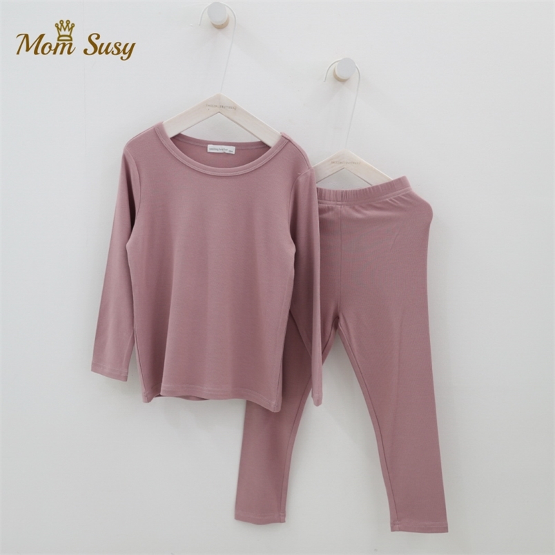 

Baby Girl Boy Bamboo Pajamas Set Toddler Kid Child Cotton Sleepwear Bodysuit Home Suit 2PCS Clothes 211109, 10