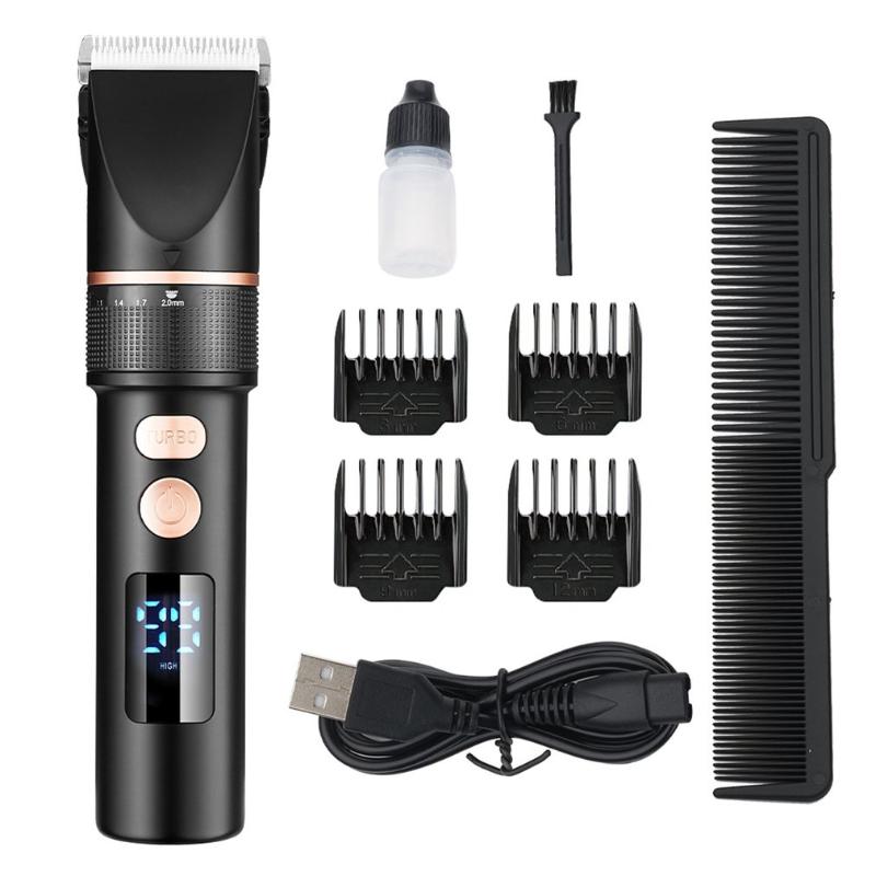 Hair Clippers Men&#039;s Electric Clipper LCD Digital Display Titanium Alloy Ceramic Blade Sharpness-image-707865605