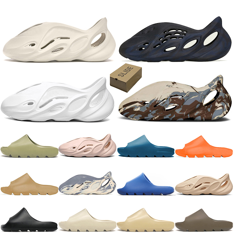 

Big Size 47 Kanyes Slides West Slippers Desert Sand Summer Brown Flat Yeezys Beach Resin Slide Sandal Mens Womens Foam Bone Enflame Blue Orange Mineral Blue Designer, D18 36-47