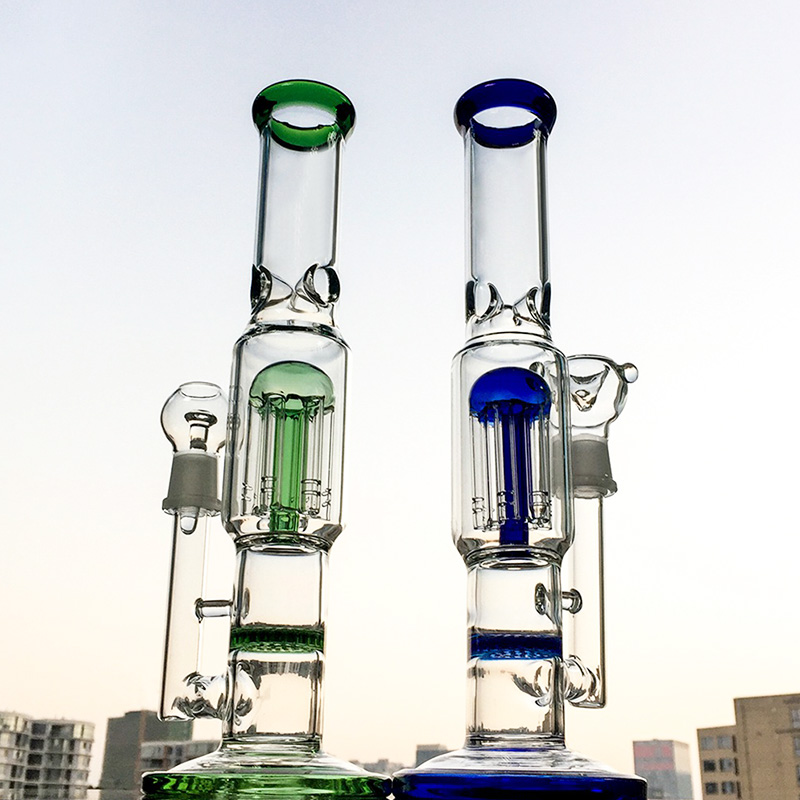 

12 Inch 18 mm Male Joint Ice Pinch Bongs Hookahs 4mm Thick 8 Tree Arms Comb Staight Percs Glass Bong Dab Oil Rigs