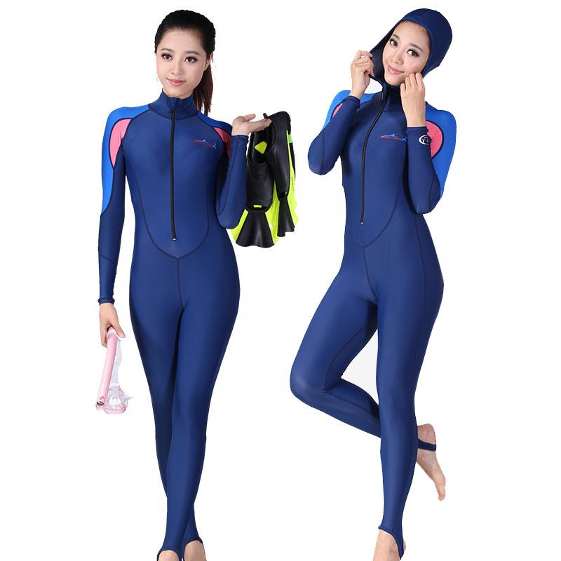

Swimsuit For Women One Piece Long-Sleeve Surfing Suit Sun Protection Front Zip Sunsuit Diveskin Lycra Wetsuit One-Piece Suits