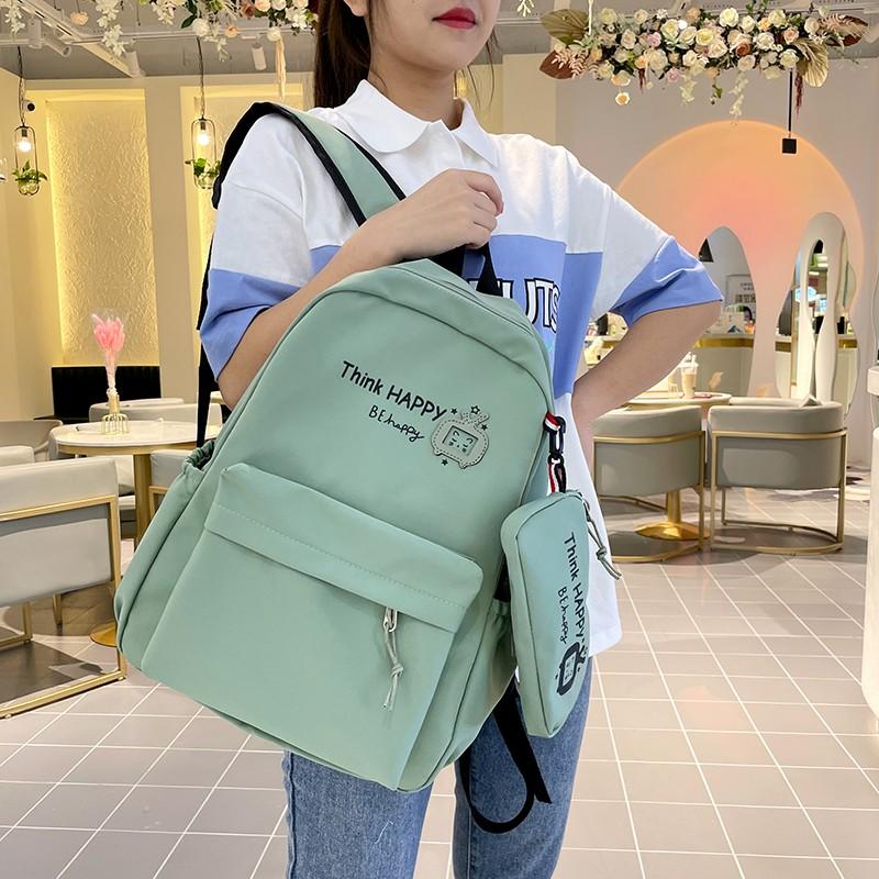 

School Bags Bag Mochila Kawaii Fashion Women's Backpack Pure Color Casual Student Schoolbag Waterproof Large-capacity Travel