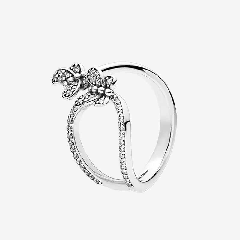 

NEW Sparkling Butterfly Open Rings Women cz diamond Gift Jewelry for Pandora 925 Sterling Silver Ring with Original box set, Slivery;golden