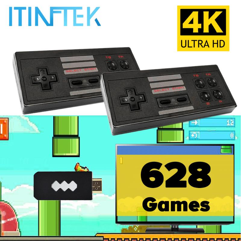 

Built In 628 8 Bit Children Mini Nostalgic 4K Retro Player Wireless Controller Portable Pl Players Game