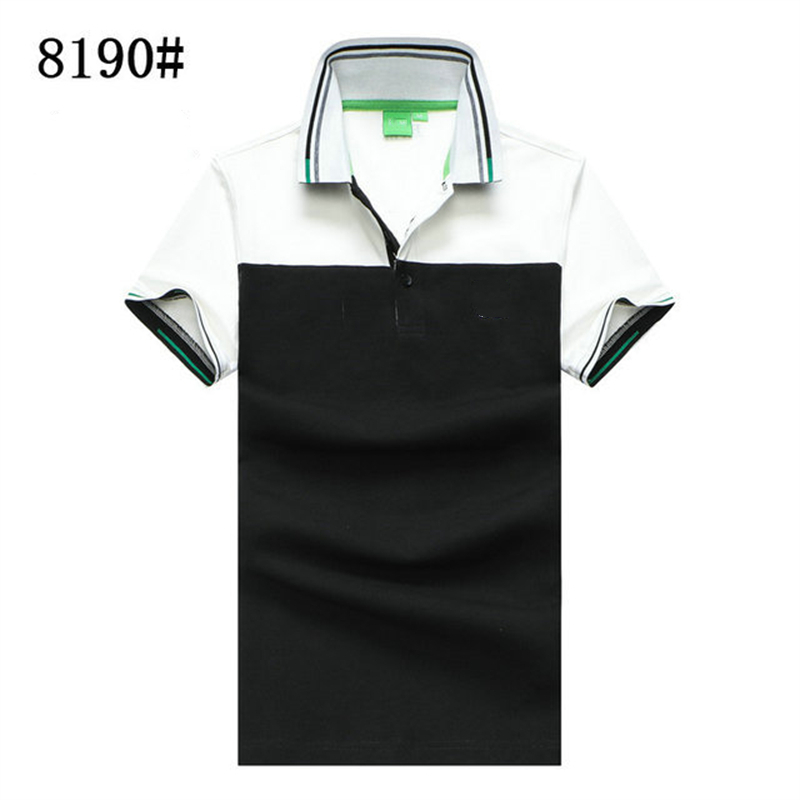 

Summer color matching POLO shirt lapel all-match business men's loose high-end trend top, Black