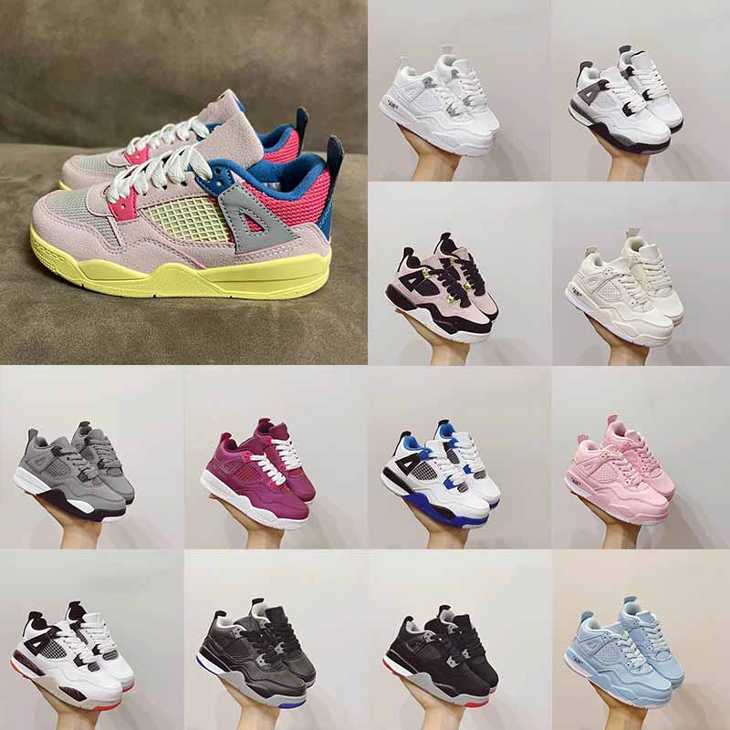 

2022 Top Quality Baby Boy Basketball Shoes 4 4s IV Uiversity Blue White Oreo Jumpman Kids Girls Bred Black Cat Sail Pure Money Childrens Off Trainers Sneakers 22-35, A5