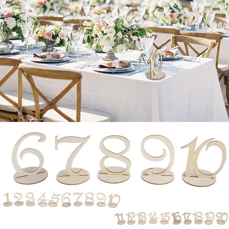 

Party Decoration 10pcs 1-10/11-20 Wooden Table Numbers Set With Base Birthday Wedding Decor Gifts
