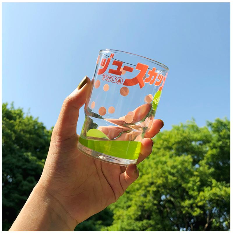

Colored Creative Glass Cup Cute Coffee Transparent Milk Cartoon Reusable Vasos Cristal Agua Household Products BL50BL Wine Glasses