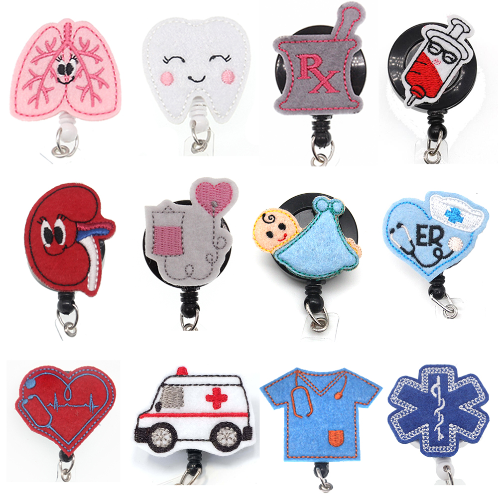 

Wholesale Key Rings Interchangeable Medical Badge Holder With Nurse ID Card Name Tag Retractable Reel Alligator Clip