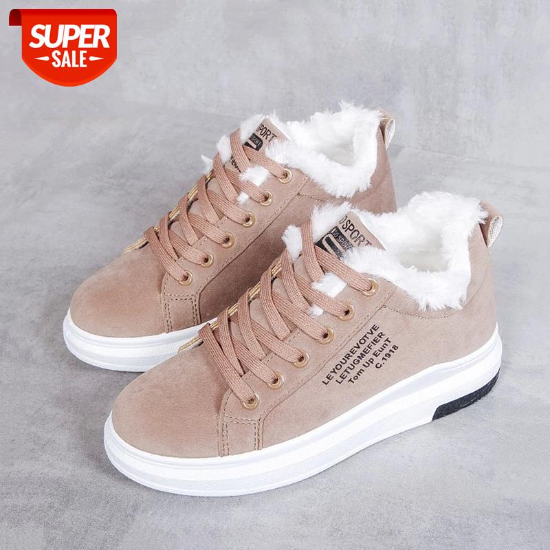 

2020 new Women's shoes Winter Women Shoes Warm Fur Plush Lady Casual Shoes Lace Up Fashion Sneakers Zapatillas Mujer Platform Sn #Zb3A, Black