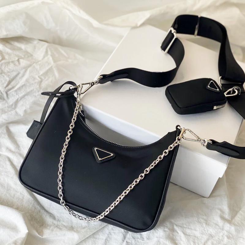 

Wholesale hobo women shoulder bag Chest pack lady Tote chains presbyopic purse messenger bag handbags canvas, Black