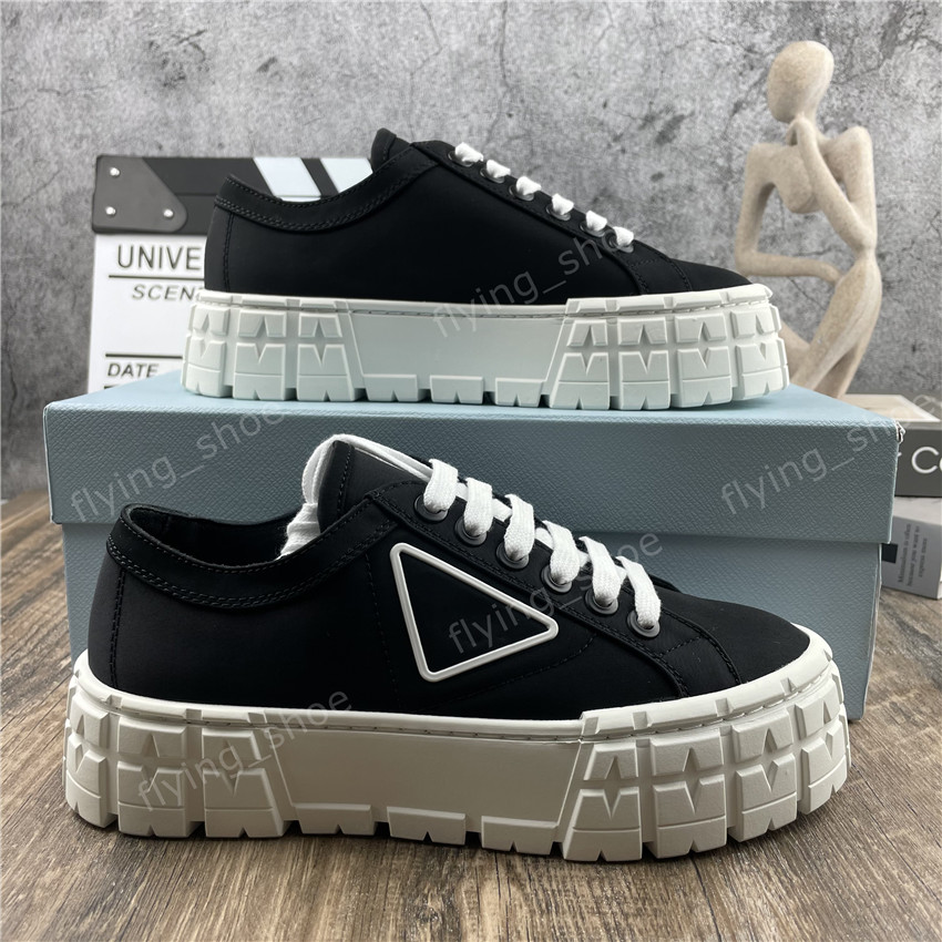 

Women Casual Shoes Leather Double Wheel Lady Rubber Platform Sneakers Nylon Classic Sports Chaussures Flat Trainers Triangle Mark Canvas Scarpes Espadrilles, Color_01