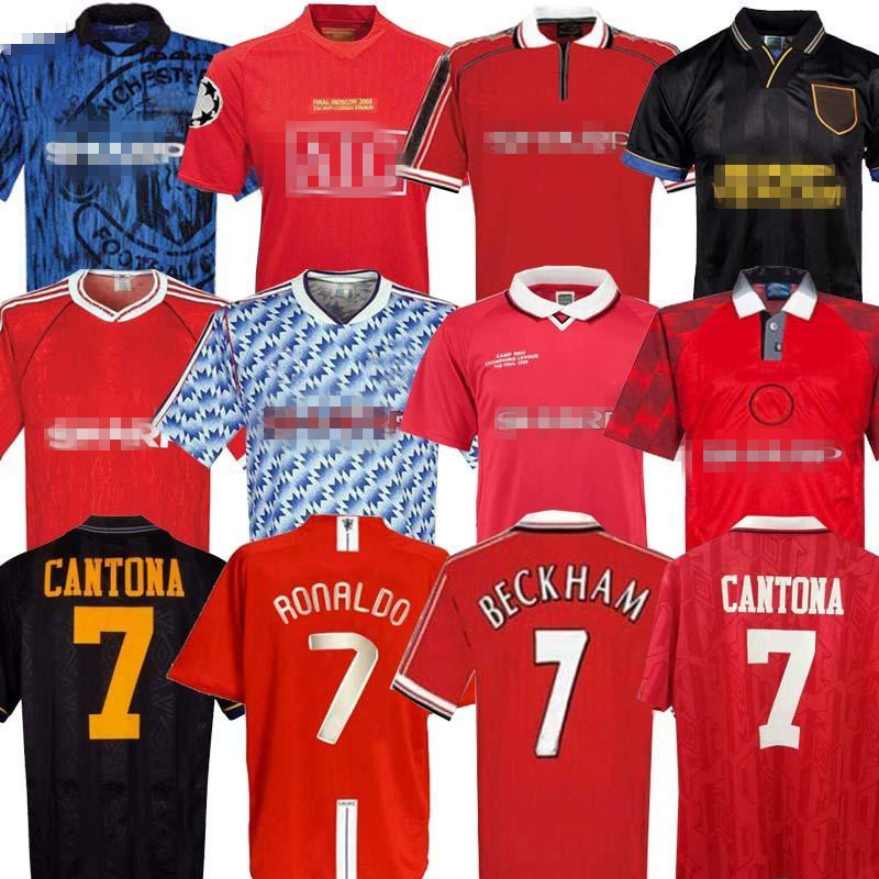 

Man 07 08 90 92 United Retro Soccer jersey UCL final match utd home Manchester 1994 1998 RONALDO BECKHAM CANTONA KEANE SCHOLES GIGGS, Image