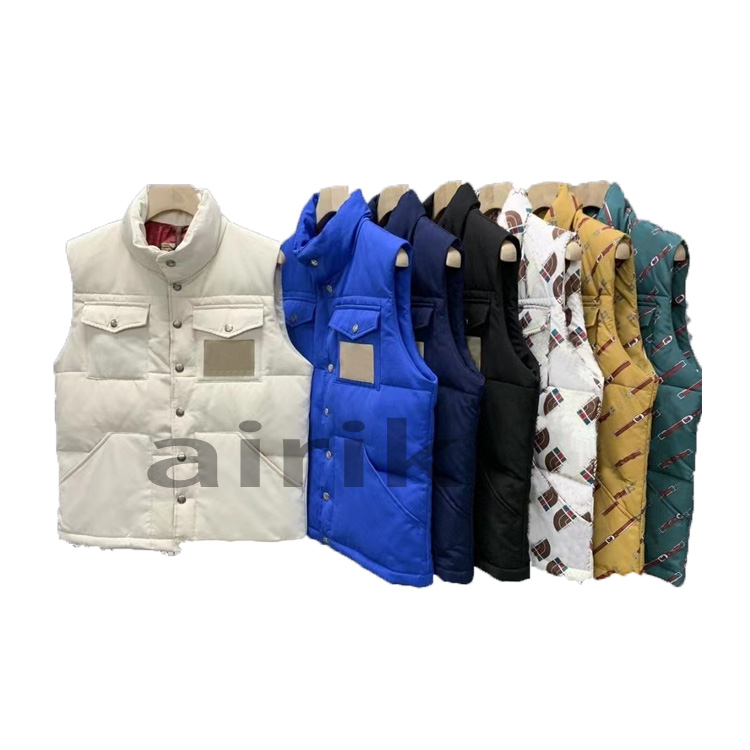 

5A Men Fashion Vests Winter Down Vest High Quality Womens Outerwear Mens Parkas Unisex Coats Contrast Color Casual Letter Pattern -3XL, Picture color