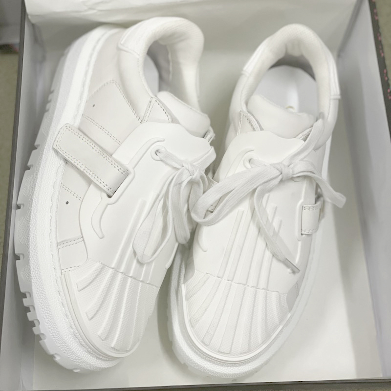 

Women Designer id sneaker White Genuine Leather casual shoes Green Calfskin Rubber sneakers platform Trainers Top Quality with box, Black