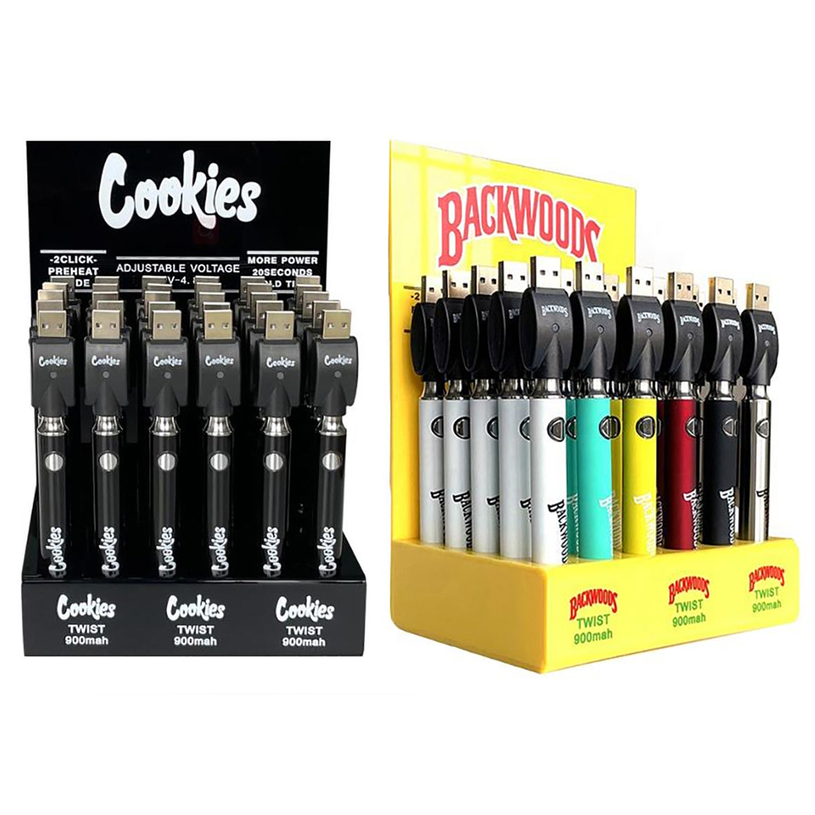 

Backwoods Cookies Battery 900mAh Preheating VV Batteries Electronic Cigarettes 3.3V-4.8V Fit 510 Cartridges Atomizers With USB Charger Vape Pen