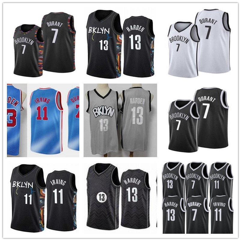 

new Kevin Kyrie 7 Durant Mens jersey 11 Irving 13 city harden 13 Basketball jersey basketball black white blue, Black;red