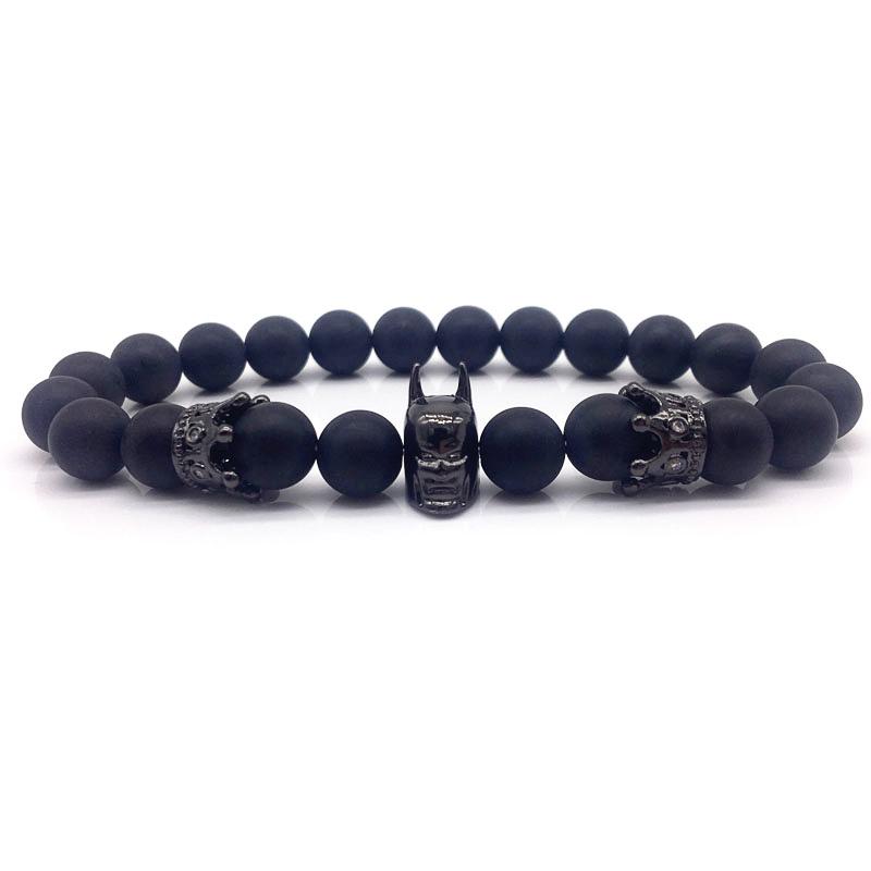 

Beaded, Strands 2021 Vintage Helmet Crown Charm Bracelet Men Fashion Handmade 8mm Matte Beaded For Jewelry Gift