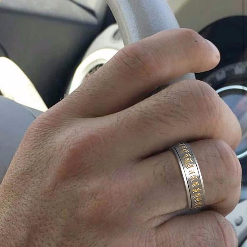 

Cluster Rings GORGEOUS MANTRA SPINNER RING FOR MEN STAINLESS STEEL MEDITATION BAND JEWELRY