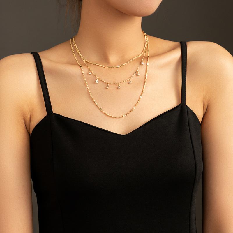 

Pendant Necklaces Accessories Ins Cool Wind Metal Tear Neck Chain Long Trend Multi-layer Necklace, Silver