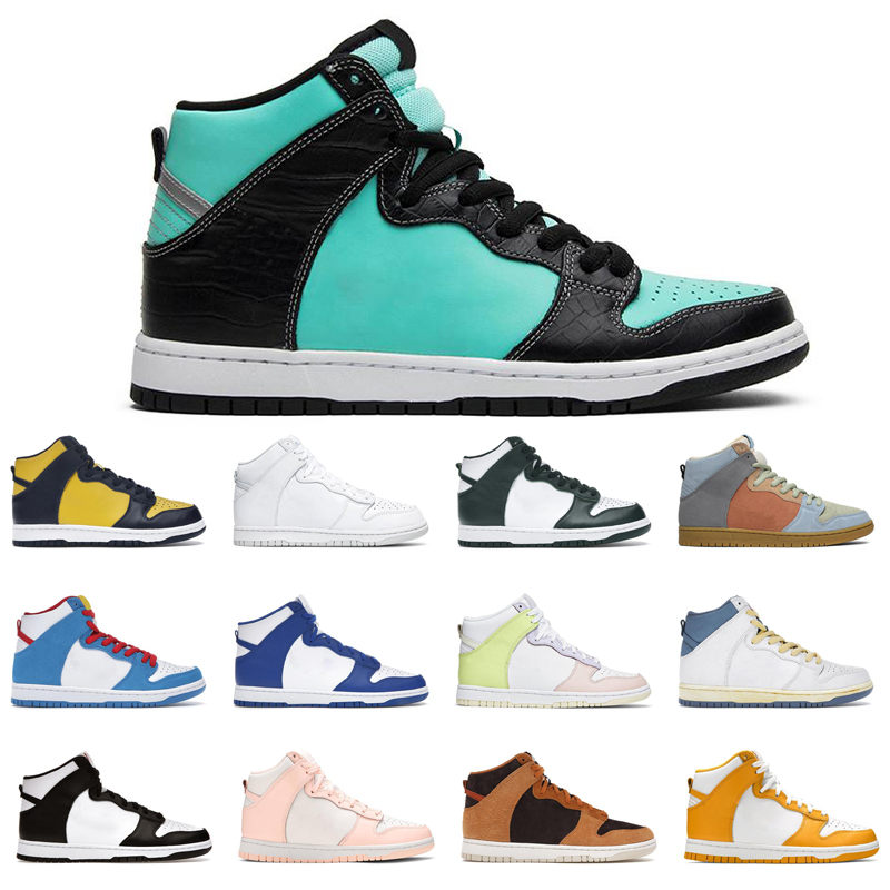 

Men women dunk high running shoes Lost At Sea black white university blue michigan spectrum syracuse mens trainer