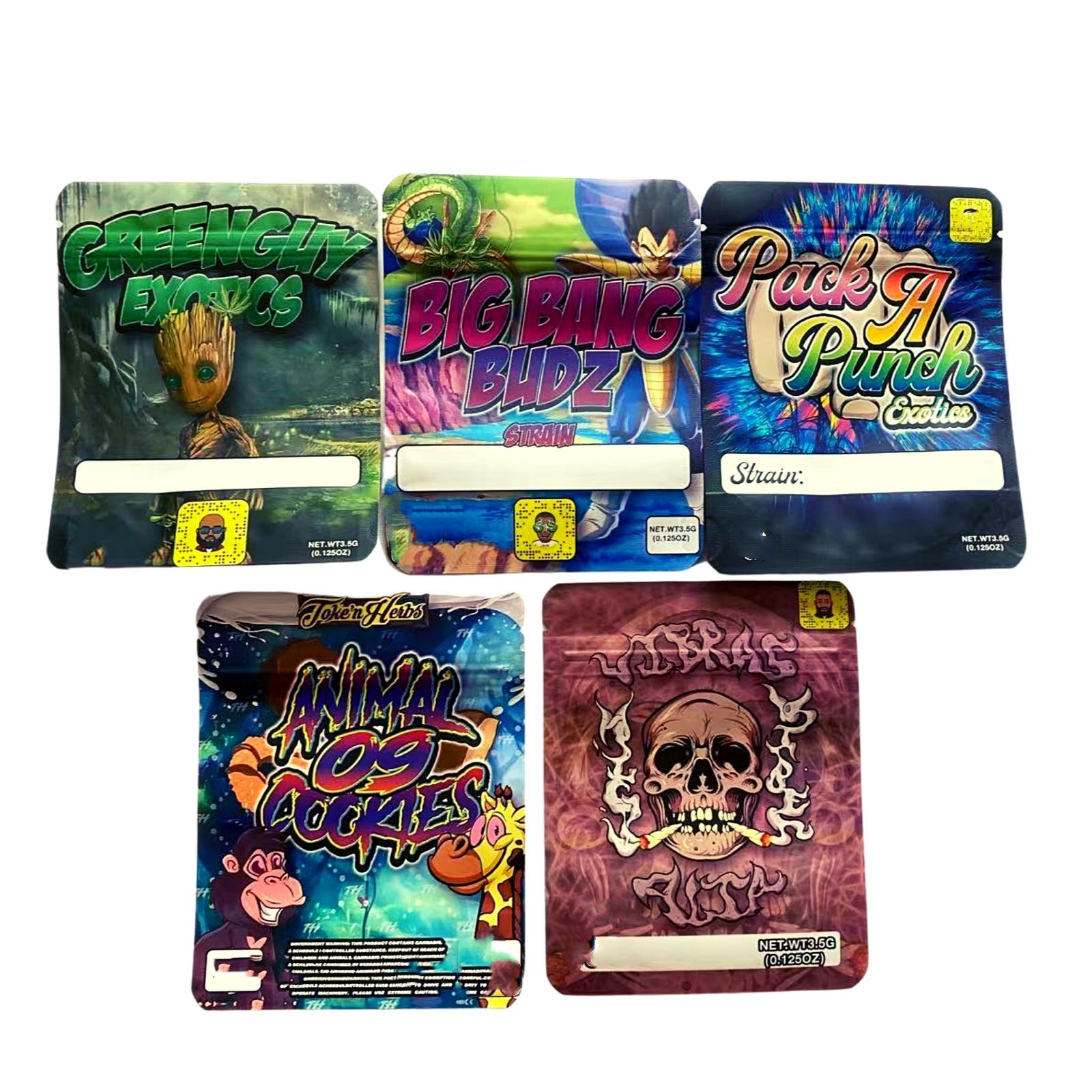 

Pack A Punch 3.5g Myalr Packaging Gelato 3.5 Gram Mylars Bags Sealed Edibles Package Zipper Herb Flowers Baggie Gumbo jllJYR