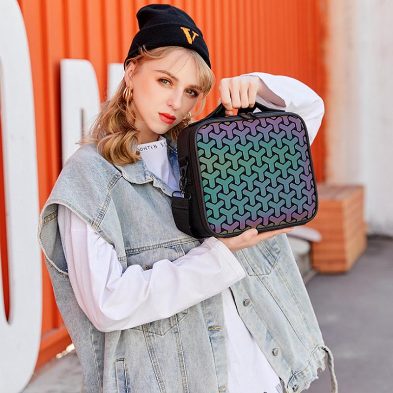 

Upgrade Large Cosmetic Bag Portable Professional Women Travel Makeup Case Geometric Storage Bags E002 & Cases, Colorful d