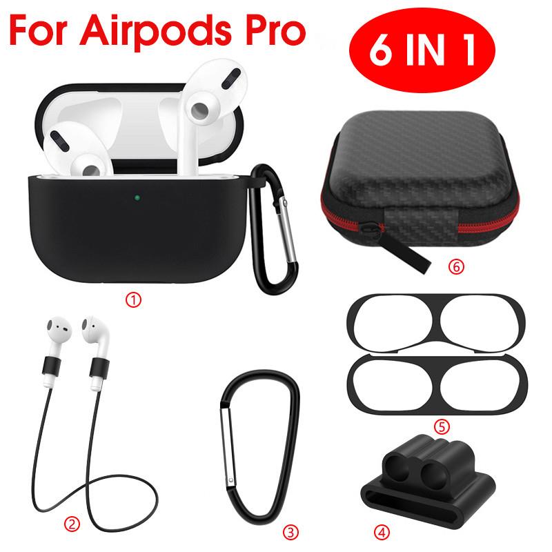 

6 IN-1 Silicone Cases for Airpods-Pro Airpods 3 Air Pods Pro Earphones Bluetooth Case Airpods-Dust-Guard Skin Storage Box