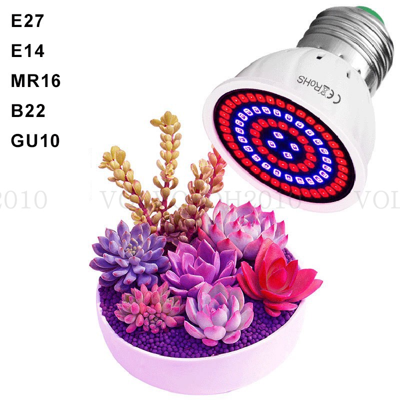 

E27 E14 MR16 B22 GU10 Base Led Hydroponic Grow Lights 48LED / 60LEDLed Grow Bulb Full Spectrum 110V/220V UV Lamp Succulent Plant Flower Seedling Fito Lamps