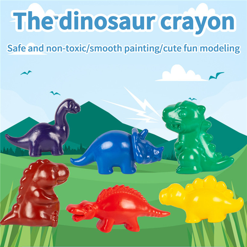 

Finger Dinosaur Crayon Kid'S Safety Modeling 3D Color Brush Set Children'S Baby Crayons 6 Colors Suit Sets Safe Non-Poisonous