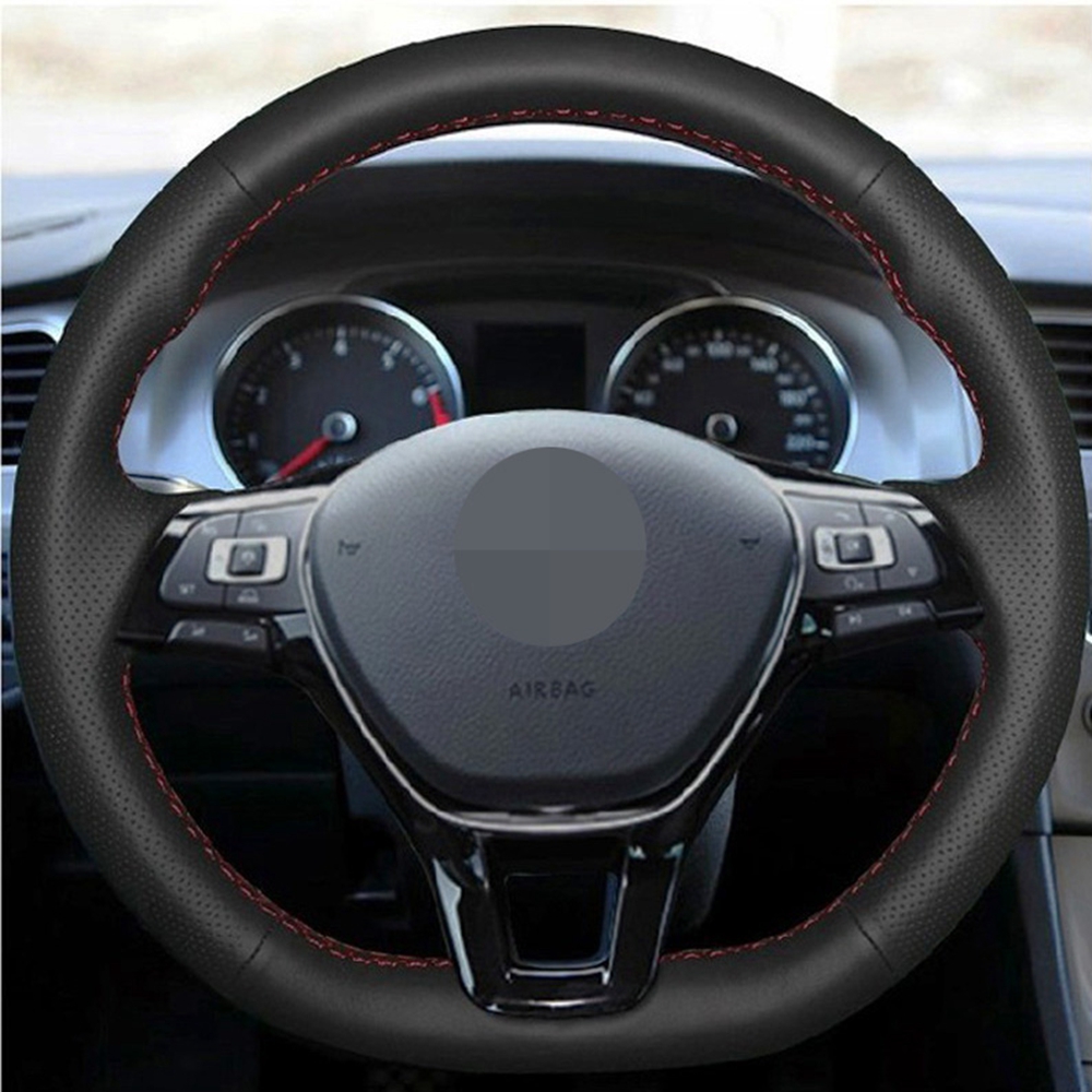 

new pattern Car Steering Wheel Cover Black Genuine Leather Car Steering Wheel Cover For Volkswagen VW Golf 7 Mk7 New Polo Jetta Passat B8