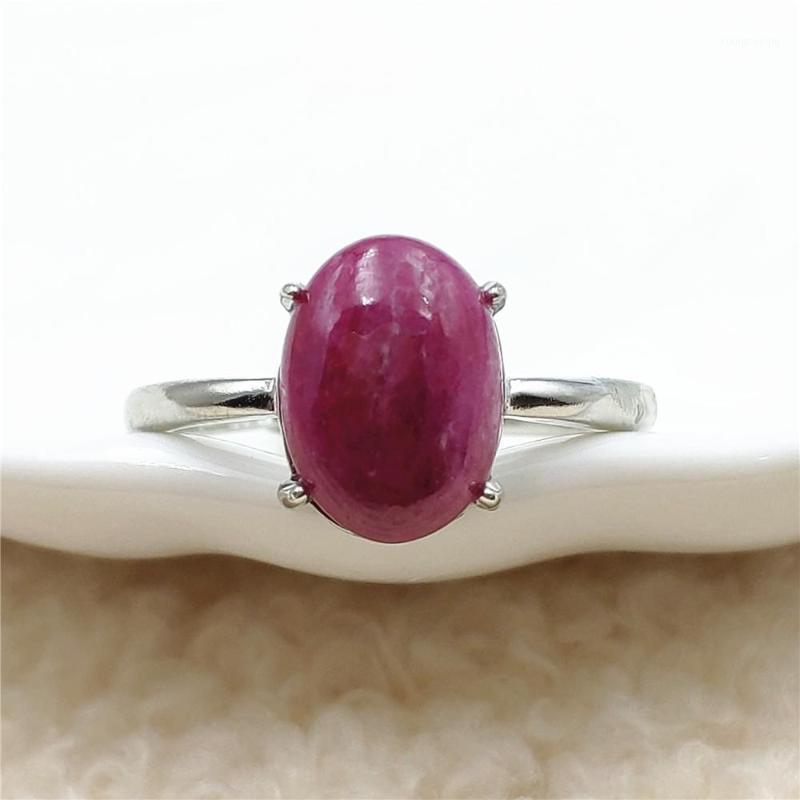

Cluster Rings Genuine Natural Red Ruby Gemstone Oval Adjustable Ring 10x8mm Rare 925 Sterling Silver Bead, Golden;silver