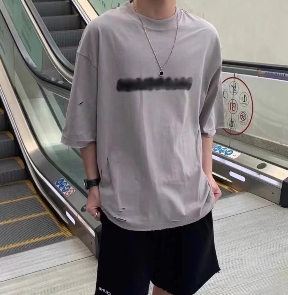 

OVERSIZED T-SHIRT Logo Embroidery Cotton T-shirt Men Short Sleeve T Shirts Slim Fit Hip Hop Streetwear Tees Fashion Women Tops DY85524, Gray