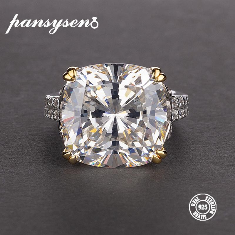 

Cluster Rings Natural Gemstone For Women 100% Real 925 Sterling Silver Jewelry Ring With 14x14MM Big Stones Wedding Engagement Gifts, Golden;silver