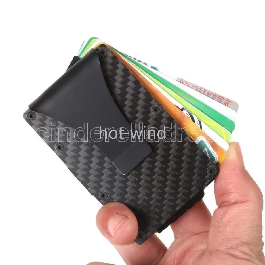 

NEW!!! Mens Carbon Fiber Money Clip Aluminum RFID Blocking Mini Minimalist Wallets Purse Credit Card Holders Business Slim Travel Wallets EE