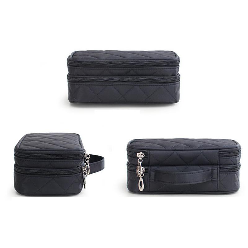 

Double Layers Makeup Bag Waterproof Rhomboids Travel Cosmetic Toiletry Necessaries Case -MX8 Bags & Cases, Rose red