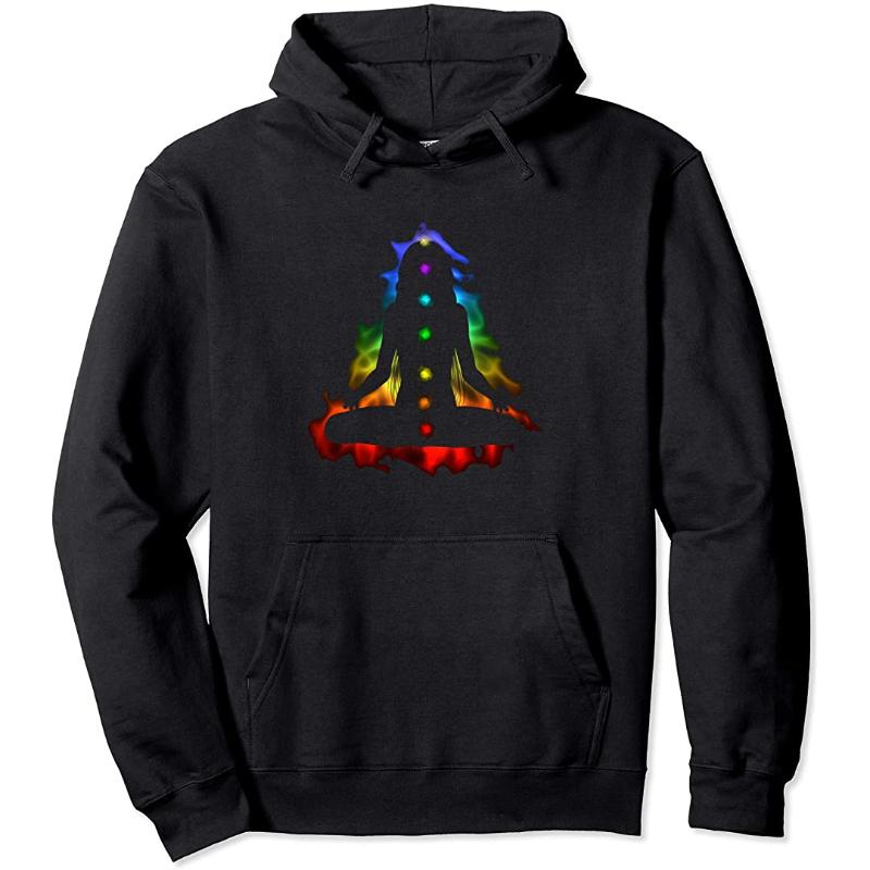 

Men's Hoodies & Sweatshirts Seven Chakras Yoga Art Spiritual Meditation Pullover Hoodie, Black