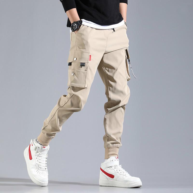 

Men's Pants Men Harem Hip Hop Cargo Casual Solid Color Side Pocket Punk Street Style Black Youth Pantalon Homme