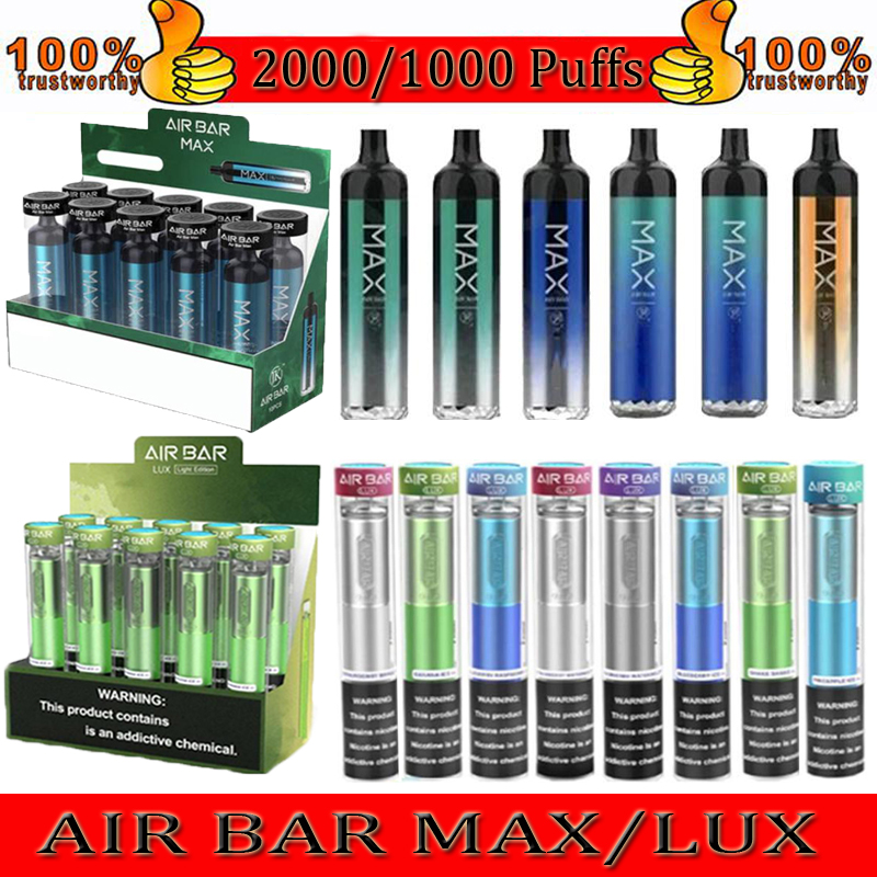

Air Bar Max Lux Disposable Device Pods E Cigarette Airbar 1250mAh Cartridges Prefilled 6.5ml Starter Kits 12 Colors Vaporizer Oil Carts