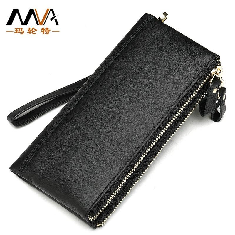 

Men's Genuine Leather Handbag Long Wallet Zipper Soft Business Multifunctional Wrist Wallets, Red;black