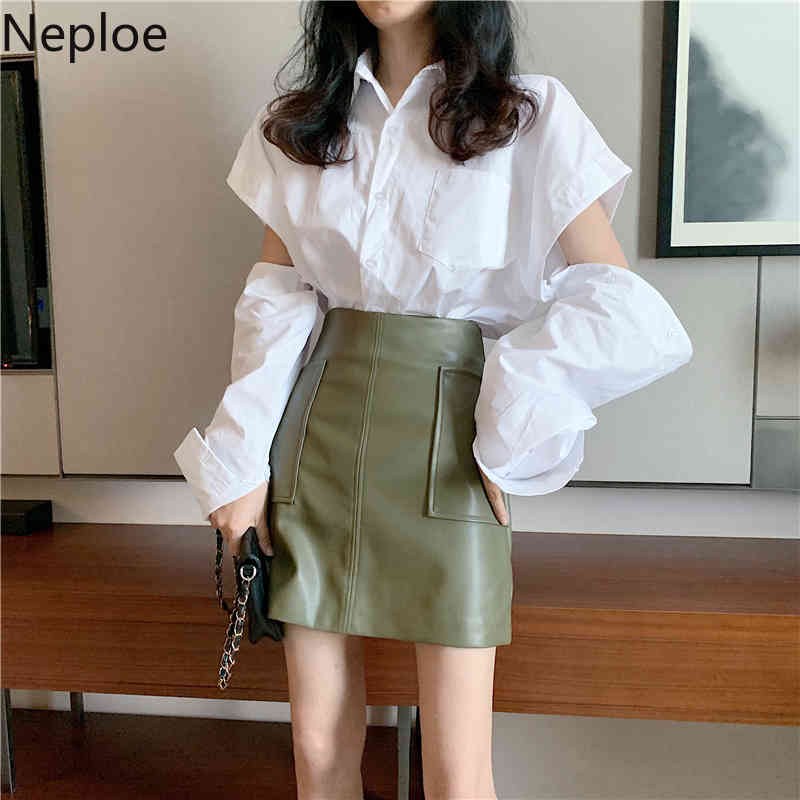 Neploe Korean Fashion Shirts Hollow Out Detachable Blouses Women Loose Casual White Blouse Blusas Mujer De Moda 4G540 210422