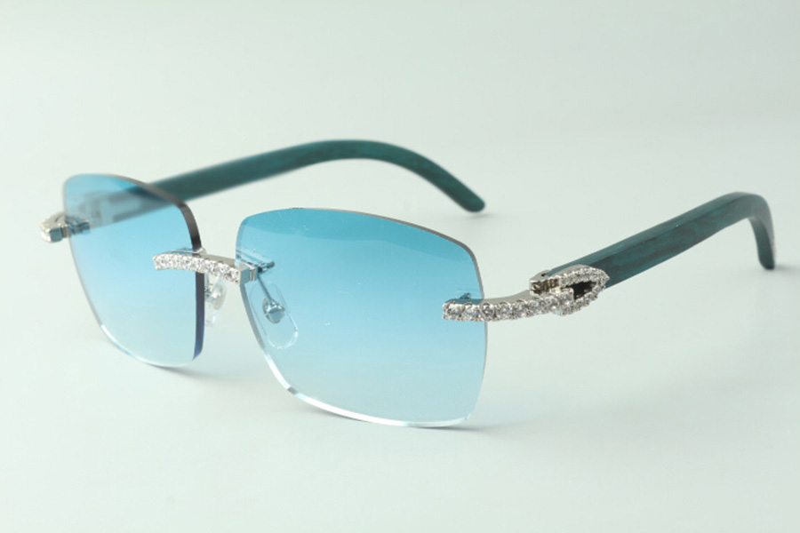 

Designer endless diamond sunglasses 3524025 with teal wood arms glasses, Direct sales, size: 18-135mm