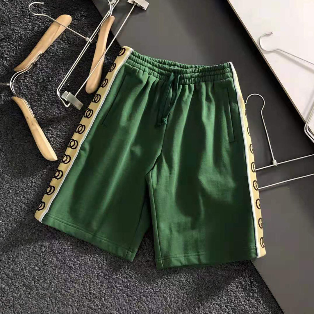 

New product of spring and summer 2021 3M reflective letter ribbon splicing color contrast loose casual pants shorts men's fashion, Black