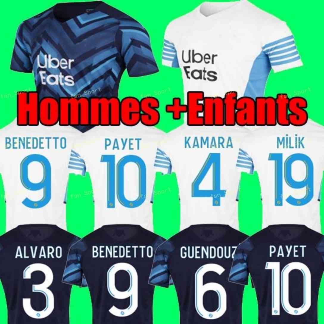 

Marseille soccer jerseys Olympique De 21 22 OM 2021 2022 maillot foot CUISANCE THAUVIN BENEDETTO KAMARA PAYET football shirts men and kids sets uniform, Kids home