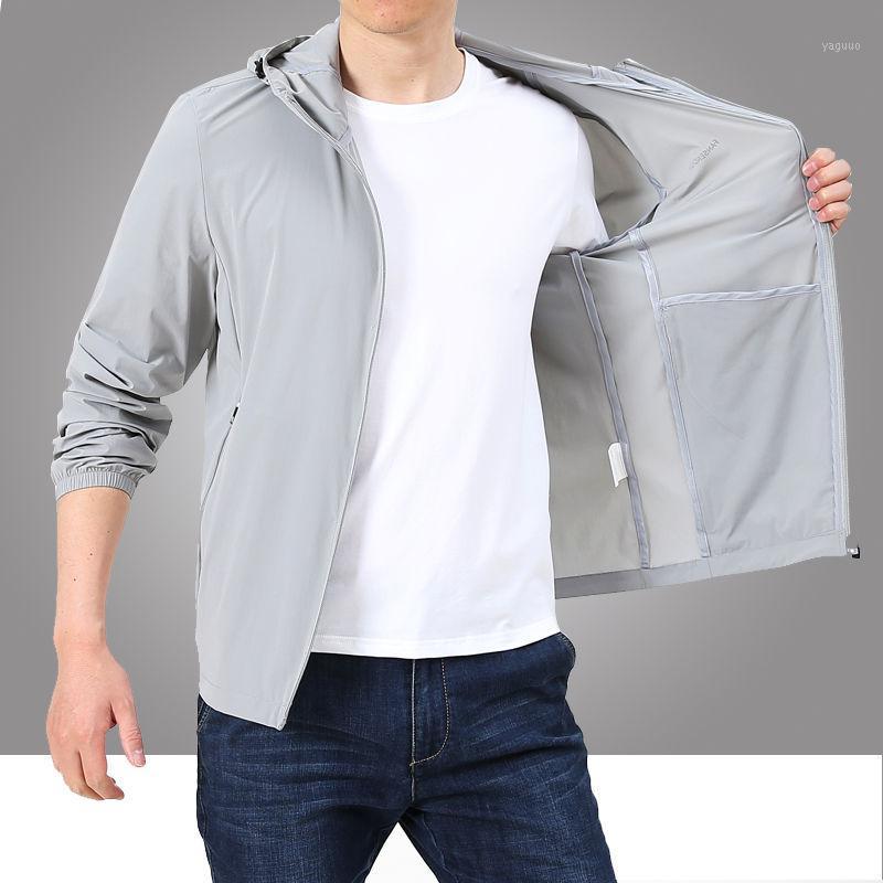 

Men's Jackets 2021 Spring And Summer Korean Fashion Sports Leisure Long-sleeved Zipper Hooded Sunscreen Breathable Thin Jacket, Black