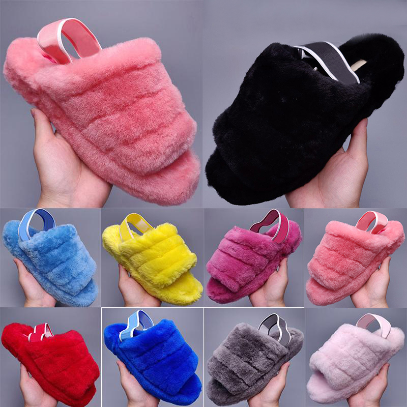

furry Slippers Luxurys designer sandals womens girl fashion outdoor Booties winter Plush classic slide pink grey black yellow bule red 35-44 big size